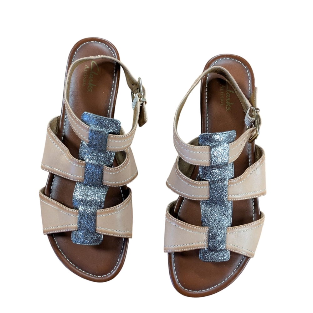 Clarks Artisan Metallic Flat Sandals Size 9.5 - Picture 5 of 8